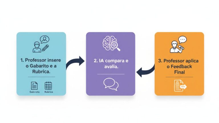 Diagrama explicando o processo de correção automatizada de provas com IA.