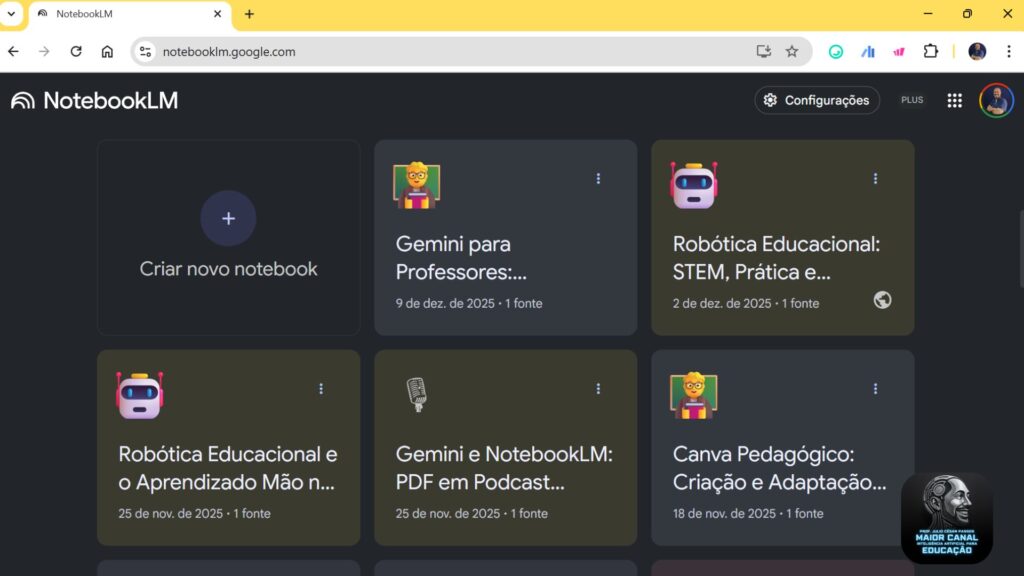 NotebookLM organizando materiais pedagógicos com inteligência artificial para professores