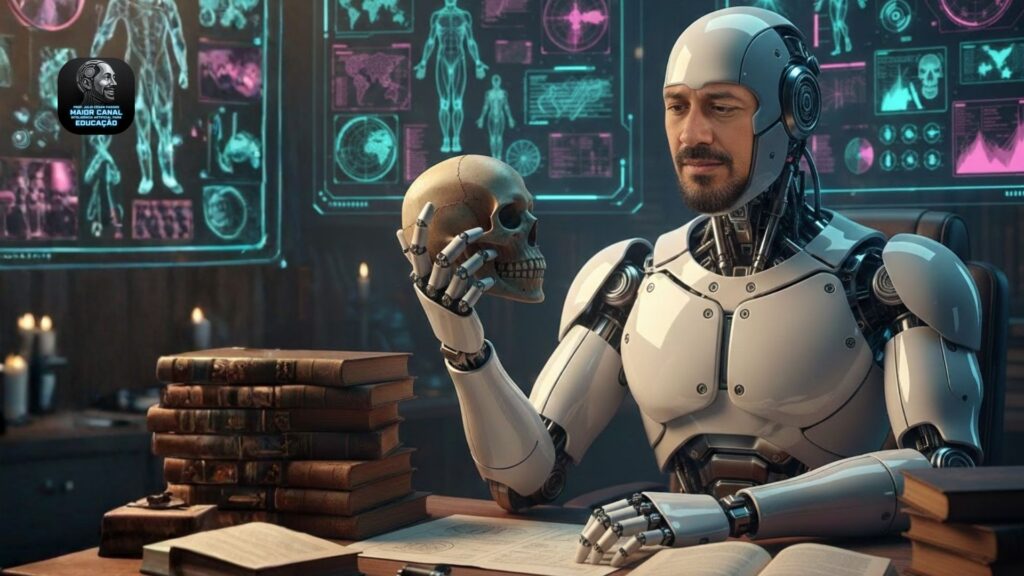 Professor refletindo sobre tecnologia e inteligência artificial na educação