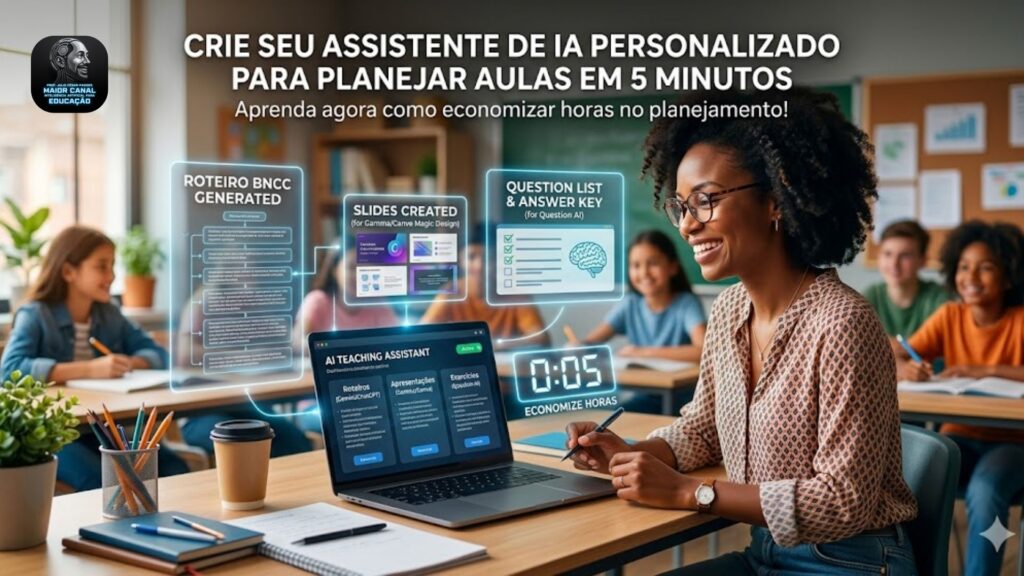 Professor utilizando assistente de IA para planejar aulas rapidamente