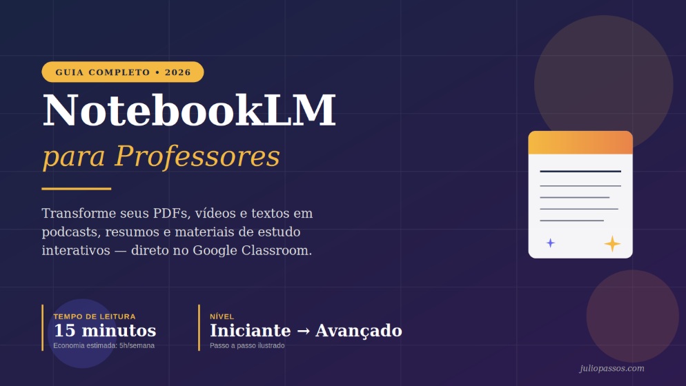 NotebookLM para Professores: guia completo 2026 com integração ao Google Classroom