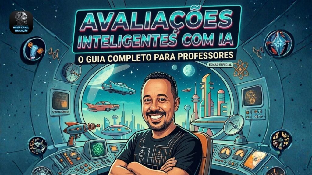 Professor utilizando inteligência artificial para criar avaliações inteligentes em sala de aula