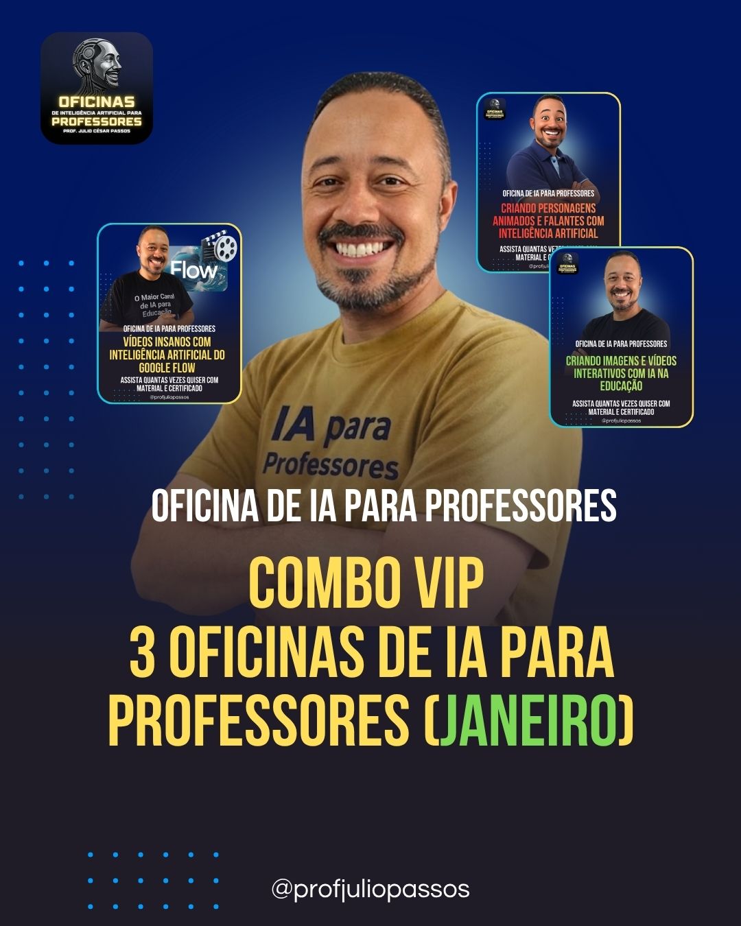 banner de oferta do Combo VIP 3 Oficinas de IA para Professores (JANEIRO)
