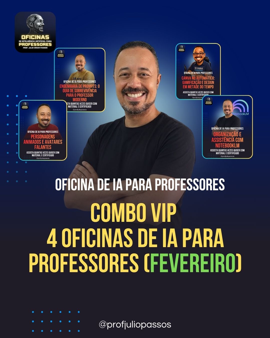 Banner de oferta do Combo VIP 4 Oficinas de Inteligências Artificiais para Professores (FEVEREIRO)