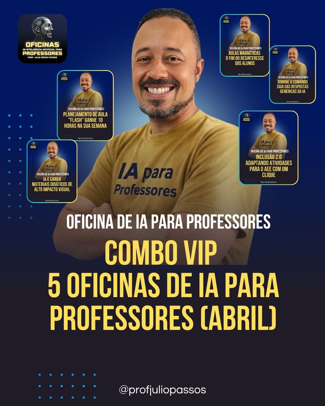 banner da oferta de Combo VIP 5 Oficinas de Inteligências Artificiais para Professores (Abril)