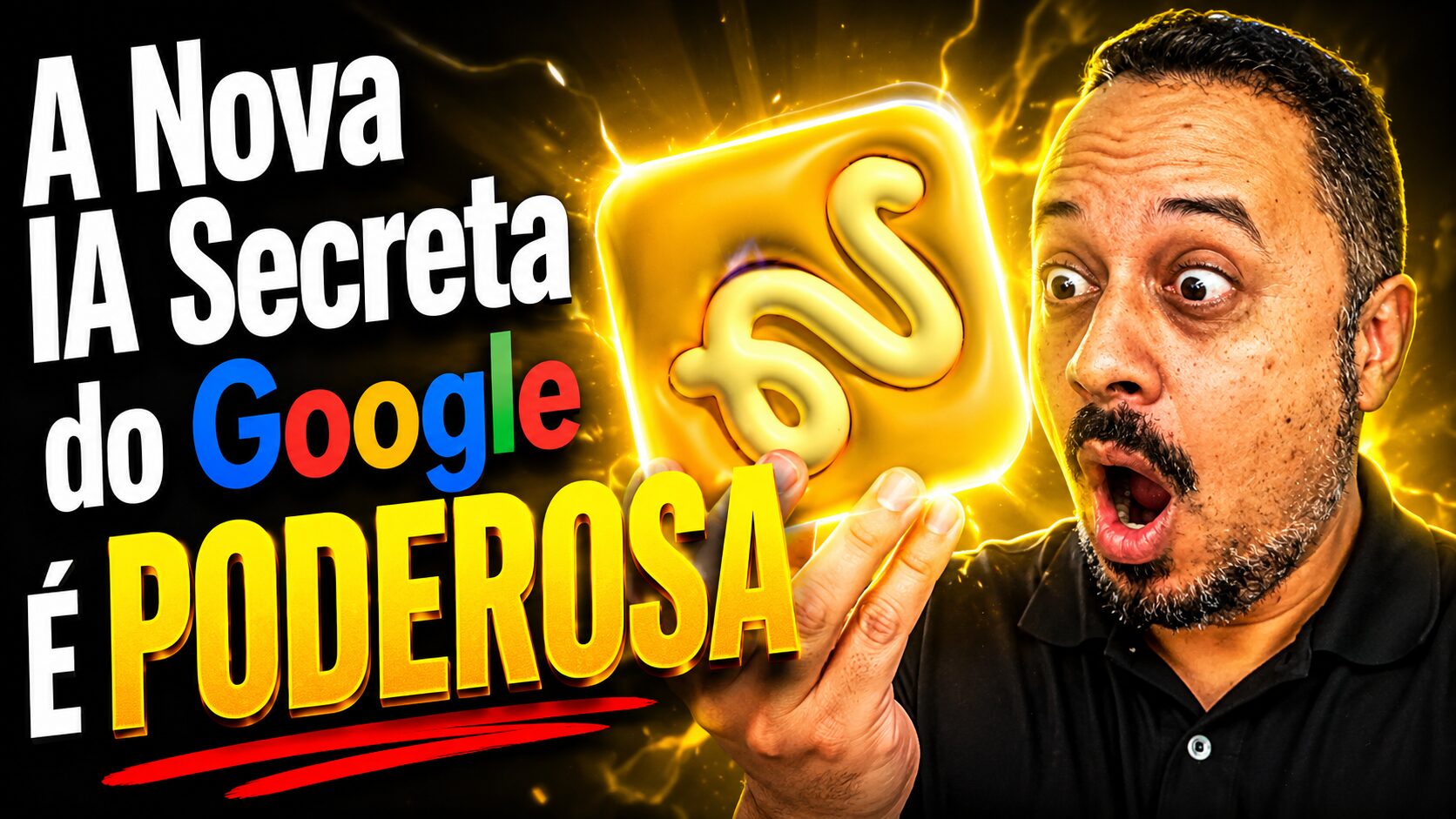 Professor surpreso mostrando a nova IA Secreta do Google como ferramenta poderosa para professores e criação de conteúdos educacionais.