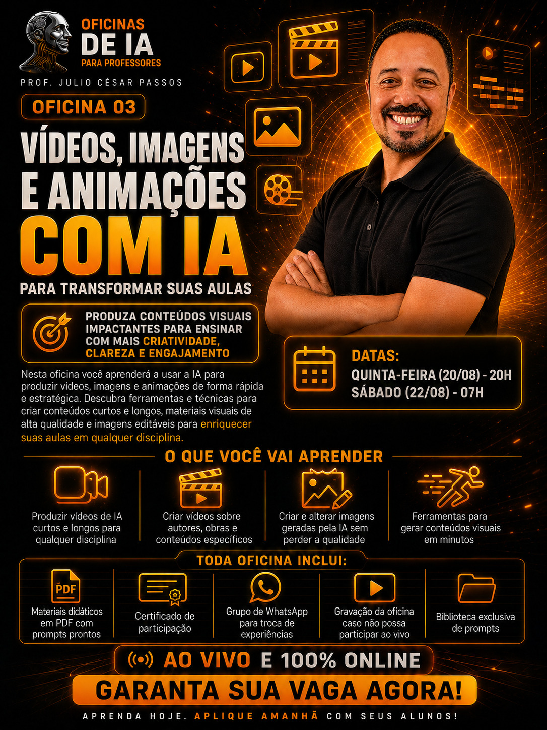 Banner da Oficina 03 de IA para Professores em Agosto
