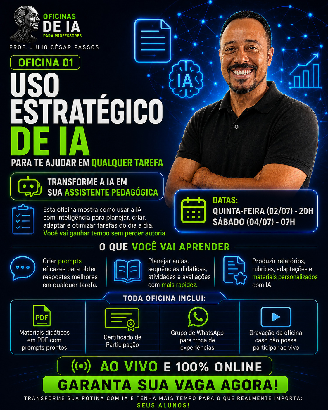 Banner de oferta da oficina de uso estratégico de ia para professores