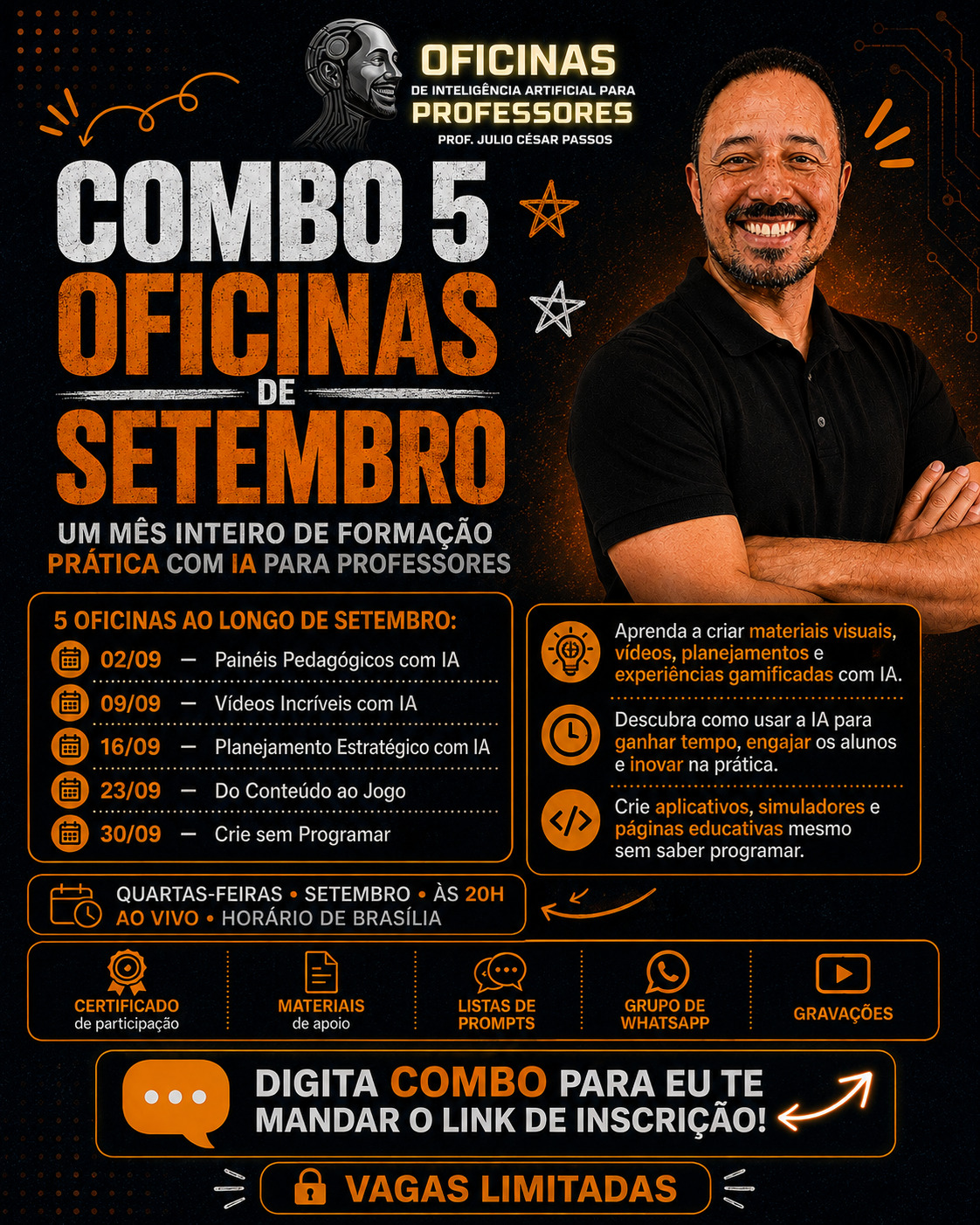 Banner Ilustrativo do Combo de Oficinas de IA para Professores